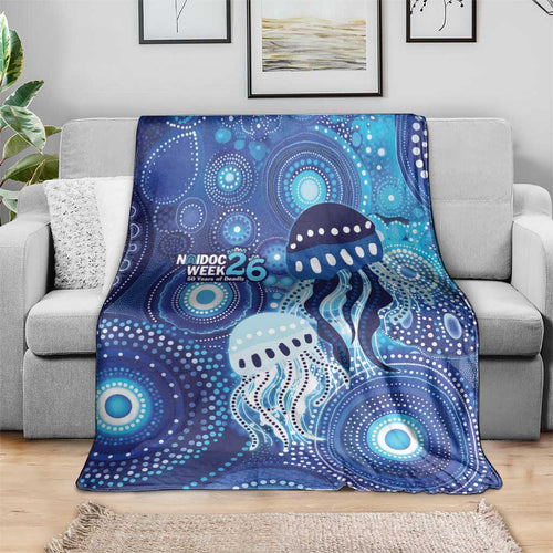 NAIDOC Deadly 50 Years Blanket Jellyfish Aboriginal Culture Inspired Blue