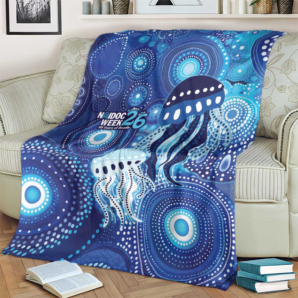 NAIDOC Deadly 50 Years Blanket Jellyfish Aboriginal Culture Inspired Blue