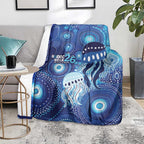 NAIDOC Deadly 50 Years Blanket Jellyfish Aboriginal Culture Inspired Blue