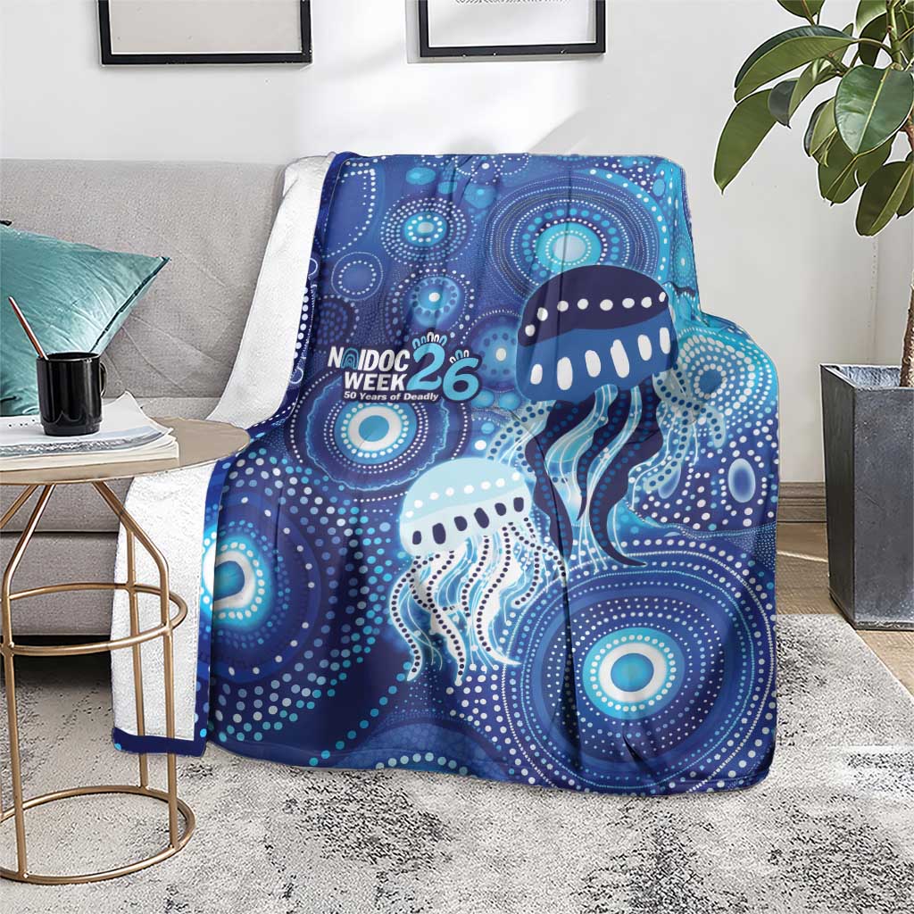 NAIDOC Deadly 50 Years Blanket Jellyfish Aboriginal Culture Inspired Blue