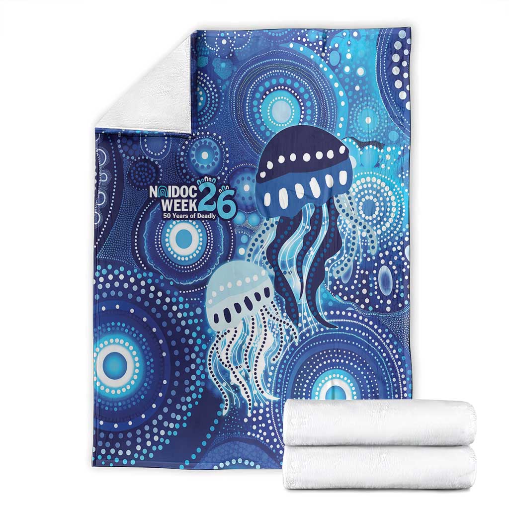 NAIDOC Deadly 50 Years Blanket Jellyfish Aboriginal Culture Inspired Blue