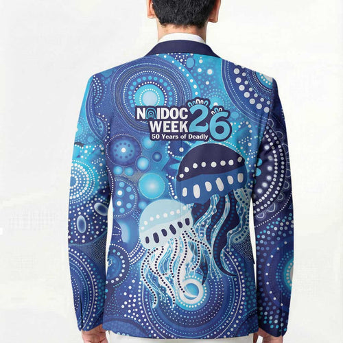 NAIDOC Deadly 50 Years Blazer Jellyfish Aboriginal Culture Inspired Blue