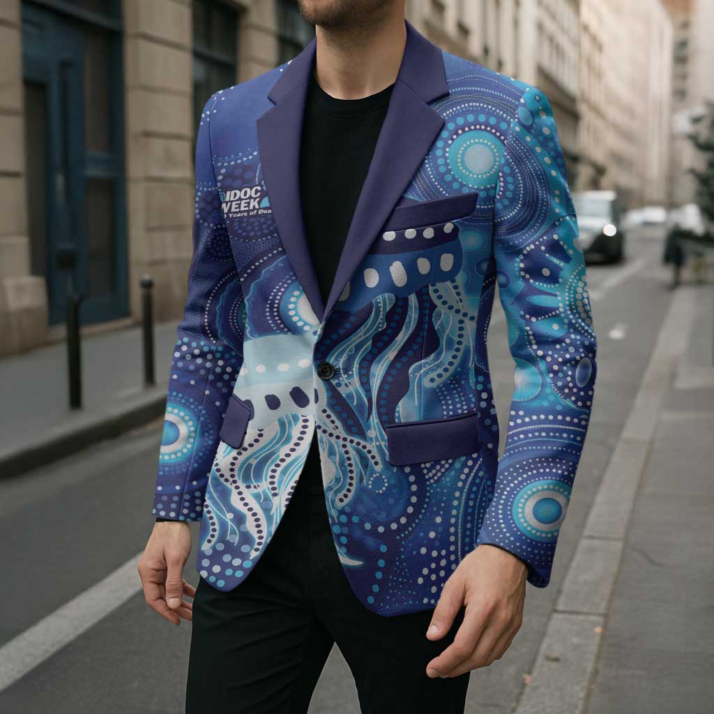 NAIDOC Deadly 50 Years Blazer Jellyfish Aboriginal Culture Inspired Blue