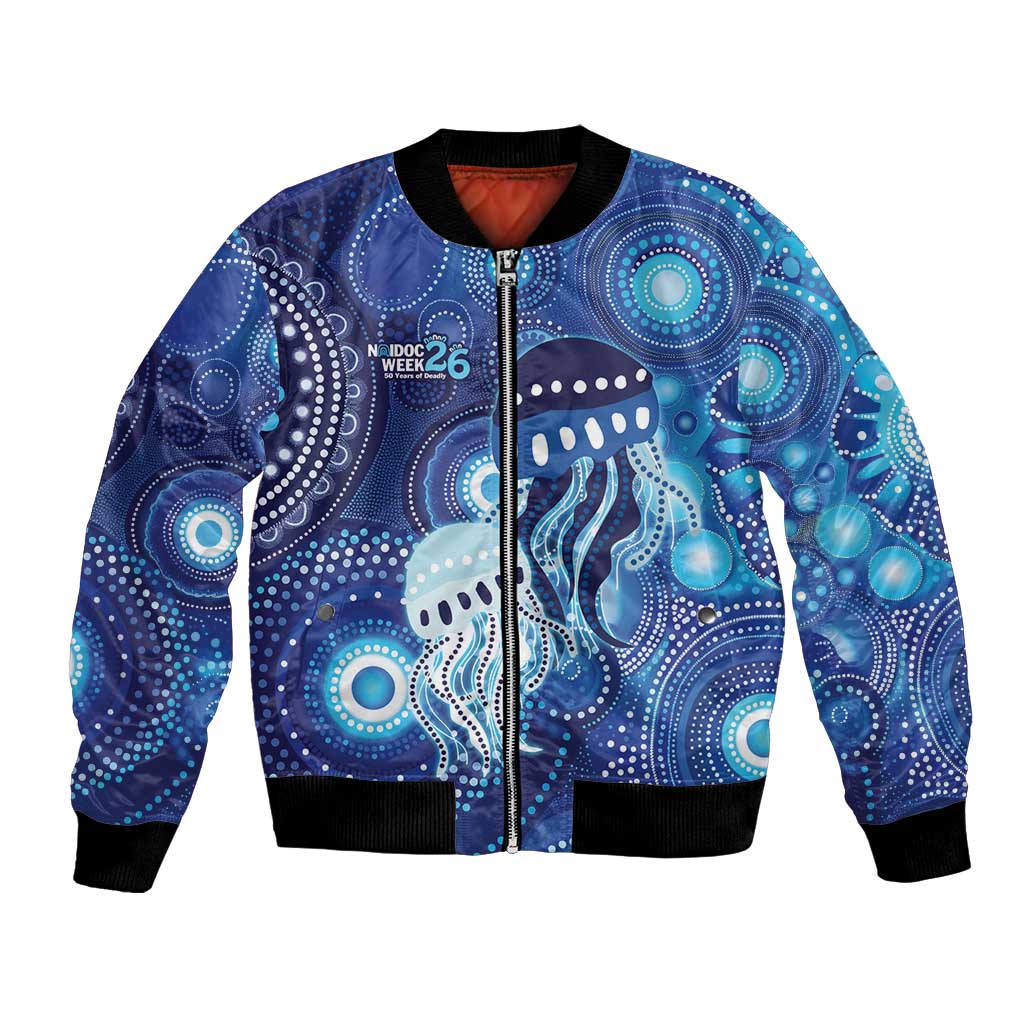 NAIDOC Deadly 50 Years Bomber Jacket Jellyfish Aboriginal Culture Inspired Blue
