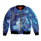 NAIDOC Deadly 50 Years Bomber Jacket Jellyfish Aboriginal Culture Inspired Blue