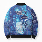 NAIDOC Deadly 50 Years Bomber Puffer Jacket Jellyfish Aboriginal Culture Inspired Blue