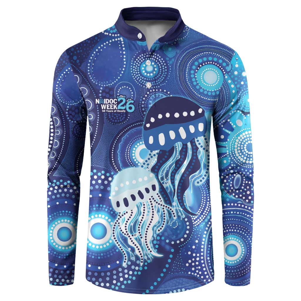 NAIDOC Deadly 50 Years Button Sweatshirt Jellyfish Aboriginal Culture Inspired Blue