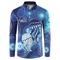 NAIDOC Deadly 50 Years Button Sweatshirt Jellyfish Aboriginal Culture Inspired Blue