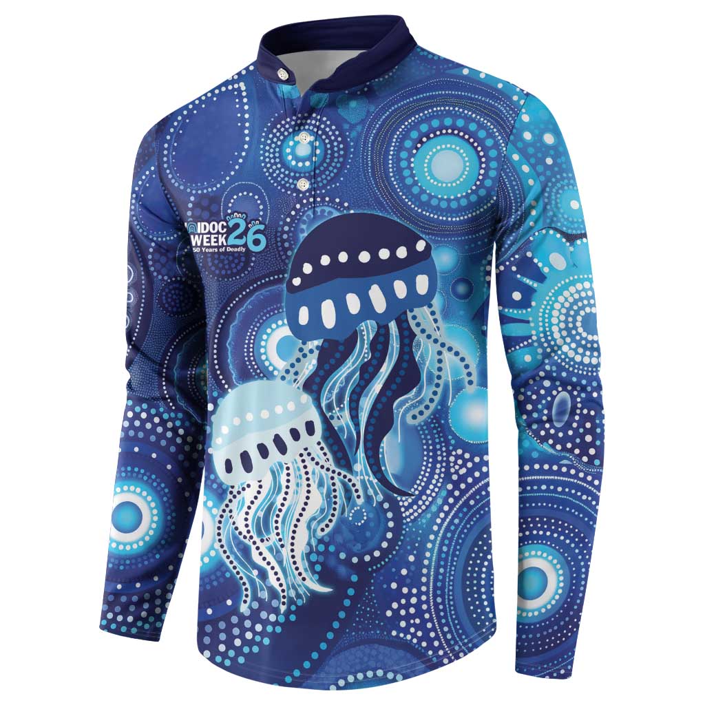 NAIDOC Deadly 50 Years Button Sweatshirt Jellyfish Aboriginal Culture Inspired Blue