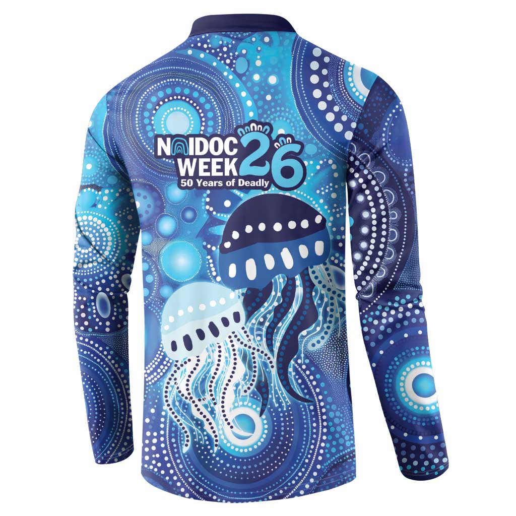 NAIDOC Deadly 50 Years Button Sweatshirt Jellyfish Aboriginal Culture Inspired Blue