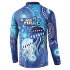 NAIDOC Deadly 50 Years Button Sweatshirt Jellyfish Aboriginal Culture Inspired Blue