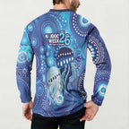 NAIDOC Deadly 50 Years Button Sweatshirt Jellyfish Aboriginal Culture Inspired Blue