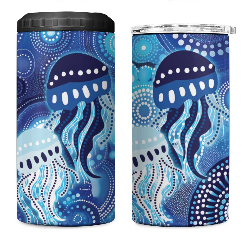 NAIDOC Deadly 50 Years 4 in 1 Can Cooler Tumbler Jellyfish Aboriginal Culture Inspired Blue