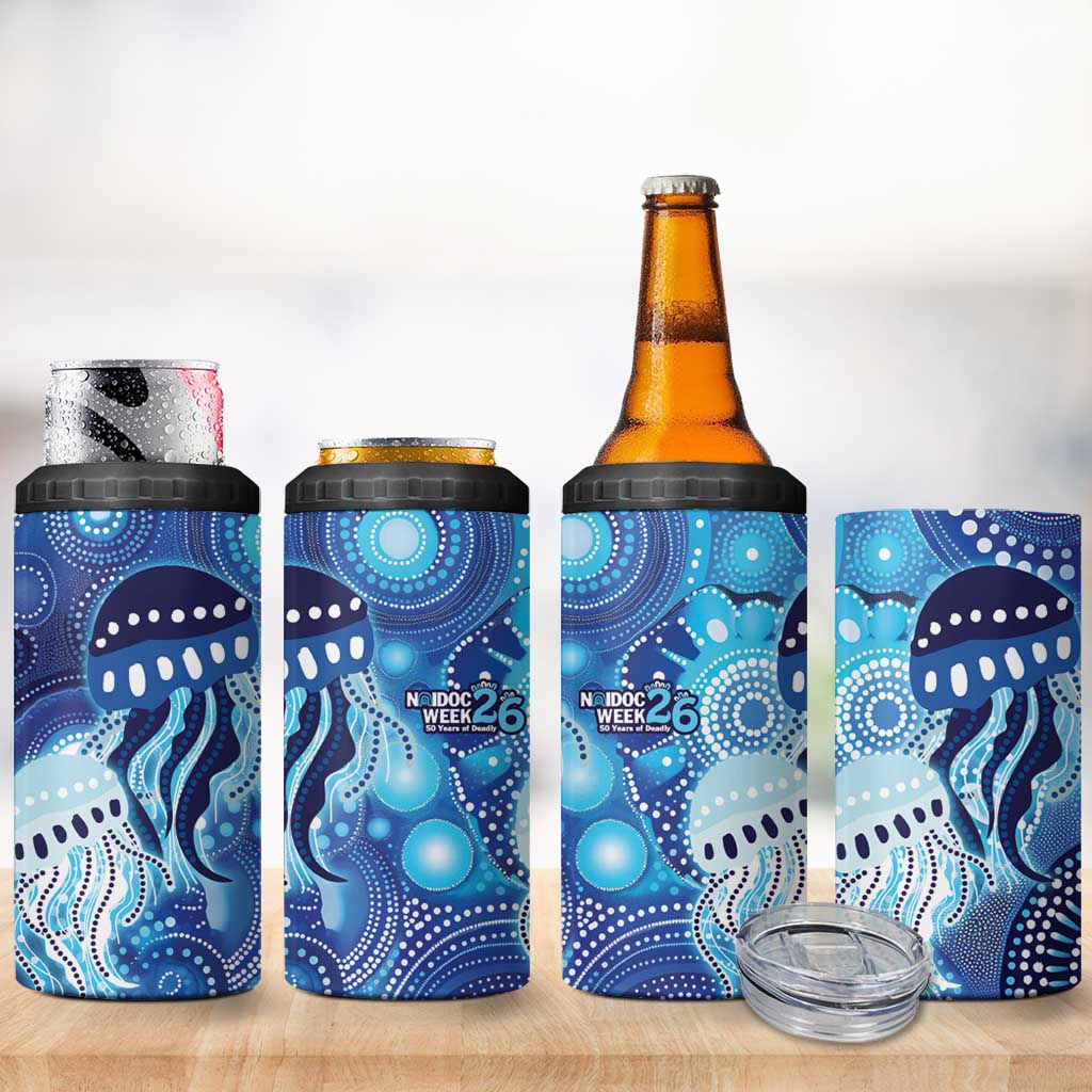 NAIDOC Deadly 50 Years 4 in 1 Can Cooler Tumbler Jellyfish Aboriginal Culture Inspired Blue