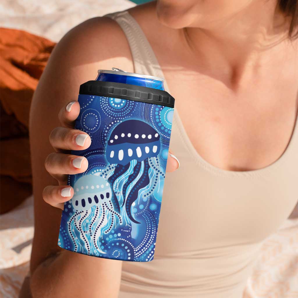 NAIDOC Deadly 50 Years 4 in 1 Can Cooler Tumbler Jellyfish Aboriginal Culture Inspired Blue