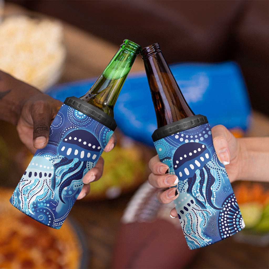 NAIDOC Deadly 50 Years 4 in 1 Can Cooler Tumbler Jellyfish Aboriginal Culture Inspired Blue