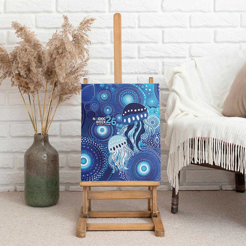 NAIDOC Deadly 50 Years Canvas Wall Art Jellyfish Aboriginal Culture Inspired Blue