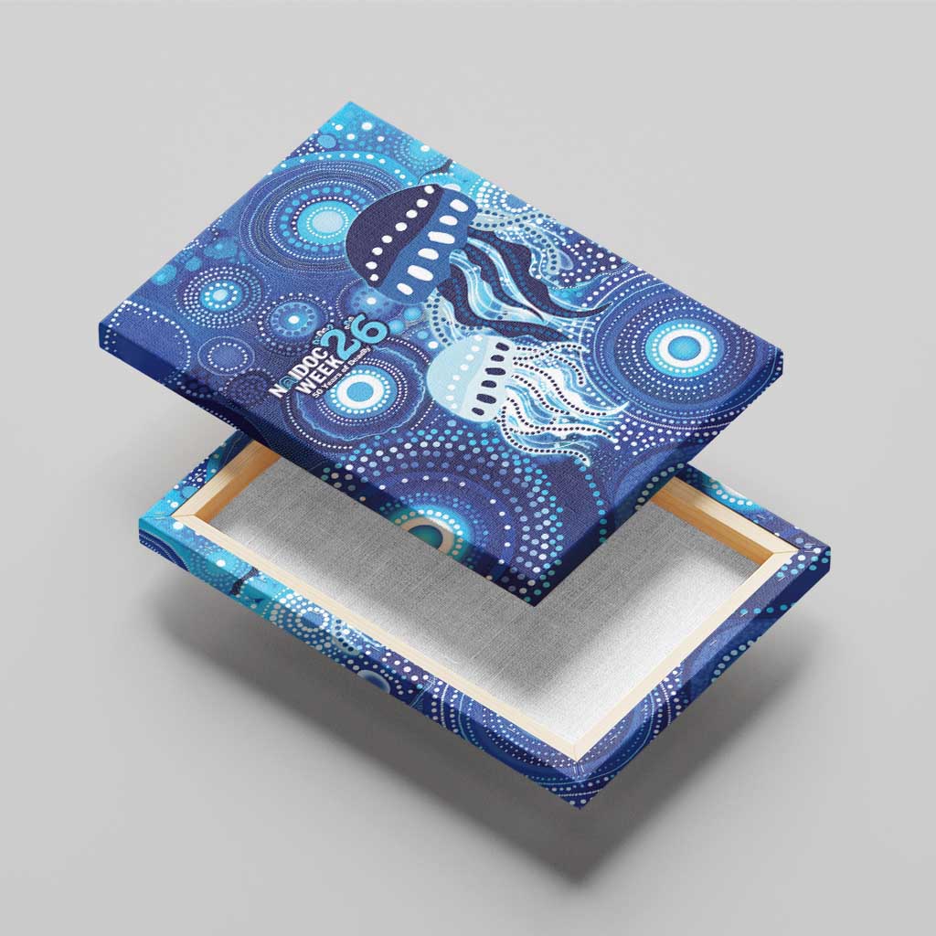 NAIDOC Deadly 50 Years Canvas Wall Art Jellyfish Aboriginal Culture Inspired Blue