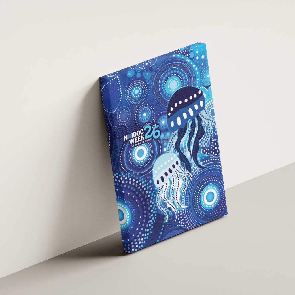 NAIDOC Deadly 50 Years Canvas Wall Art Jellyfish Aboriginal Culture Inspired Blue