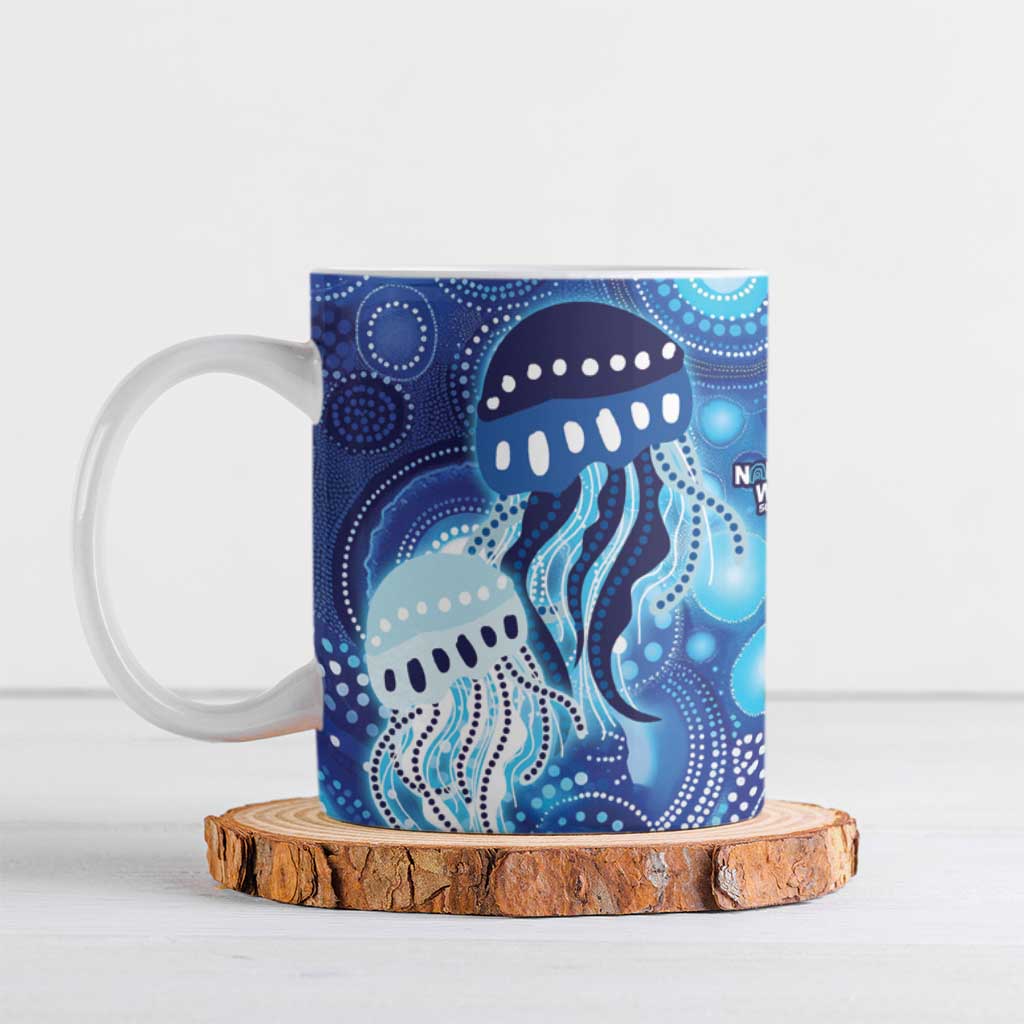 NAIDOC Deadly 50 Years Ceramic Mug Jellyfish Aboriginal Culture Inspired Blue
