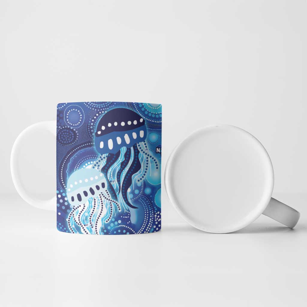 NAIDOC Deadly 50 Years Ceramic Mug Jellyfish Aboriginal Culture Inspired Blue