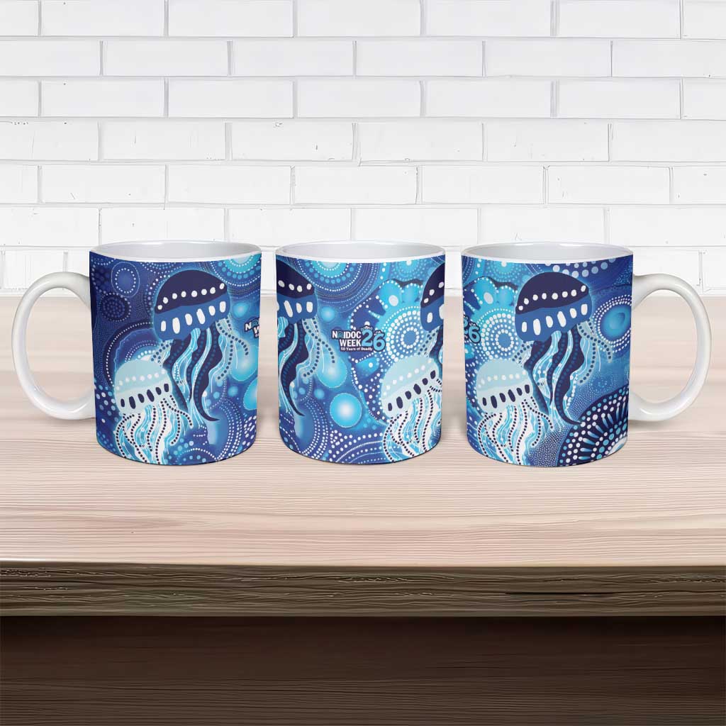 NAIDOC Deadly 50 Years Ceramic Mug Jellyfish Aboriginal Culture Inspired Blue