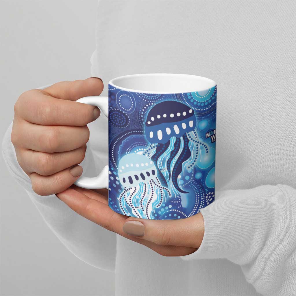 NAIDOC Deadly 50 Years Ceramic Mug Jellyfish Aboriginal Culture Inspired Blue