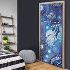 NAIDOC Deadly 50 Years Door Cover Jellyfish Aboriginal Culture Inspired Blue