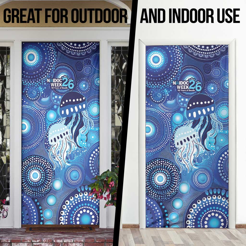 NAIDOC Deadly 50 Years Door Cover Jellyfish Aboriginal Culture Inspired Blue