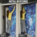 NAIDOC Deadly 50 Years Door Cover Jellyfish Aboriginal Culture Inspired Blue