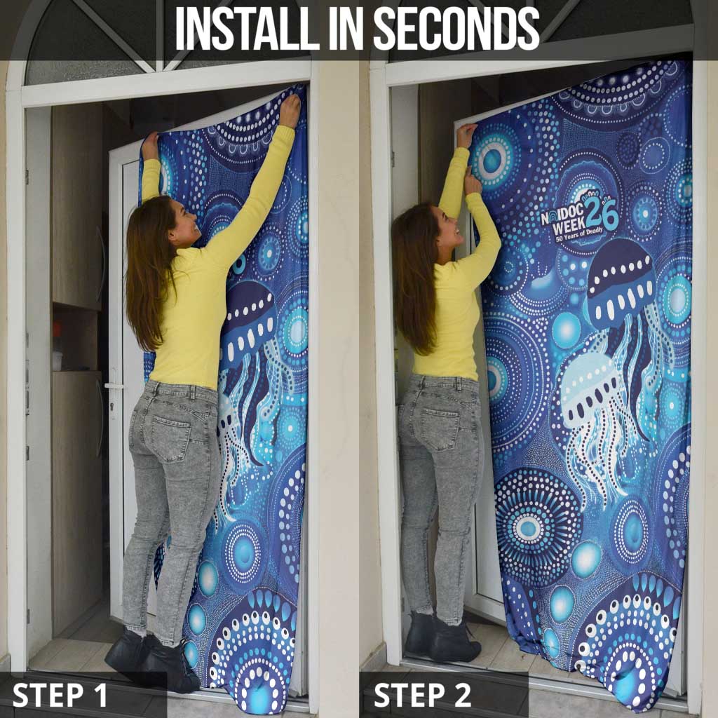 NAIDOC Deadly 50 Years Door Cover Jellyfish Aboriginal Culture Inspired Blue