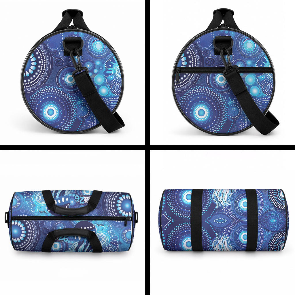 NAIDOC Deadly 50 Years Duffle Bag Jellyfish Aboriginal Culture Inspired Blue