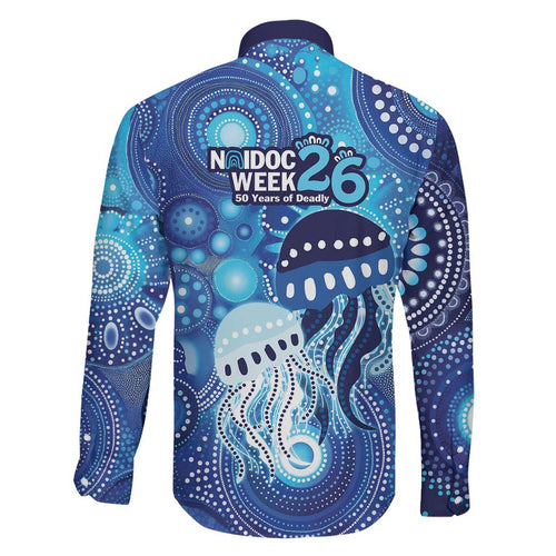 NAIDOC Deadly 50 Years Family Matching Tank Maxi Dress and Hawaiian Shirt Jellyfish Aboriginal Culture Inspired Blue