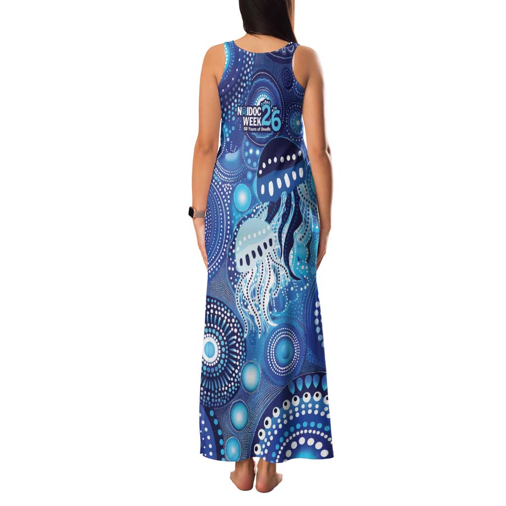 NAIDOC Deadly 50 Years Family Matching Tank Maxi Dress and Hawaiian Shirt Jellyfish Aboriginal Culture Inspired Blue