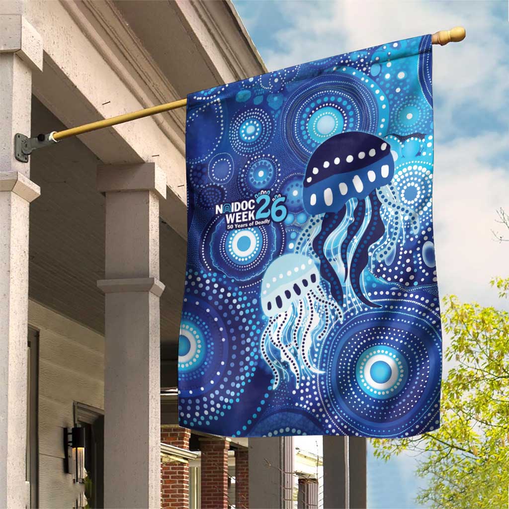 NAIDOC Deadly 50 Years Garden Flag Jellyfish Aboriginal Culture Inspired Blue