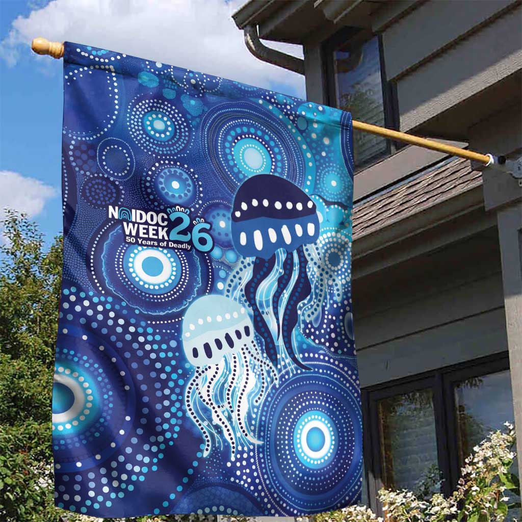 NAIDOC Deadly 50 Years Garden Flag Jellyfish Aboriginal Culture Inspired Blue