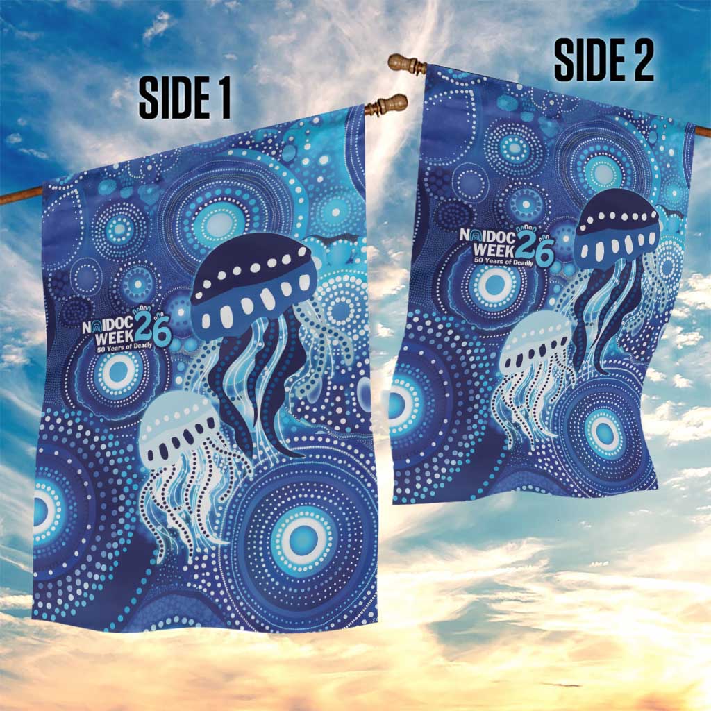 NAIDOC Deadly 50 Years Garden Flag Jellyfish Aboriginal Culture Inspired Blue