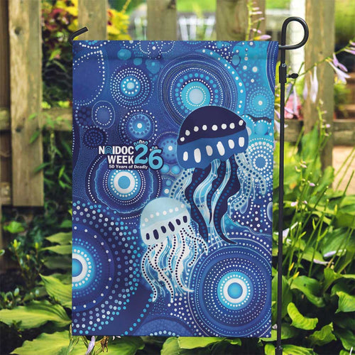 NAIDOC Deadly 50 Years Garden Flag Jellyfish Aboriginal Culture Inspired Blue