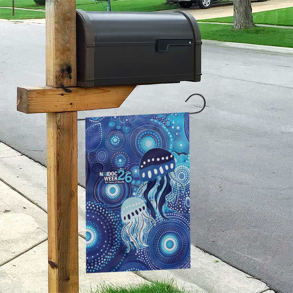 NAIDOC Deadly 50 Years Garden Flag Jellyfish Aboriginal Culture Inspired Blue