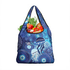 NAIDOC Deadly 50 Years Grocery Bag Jellyfish Aboriginal Culture Inspired Blue