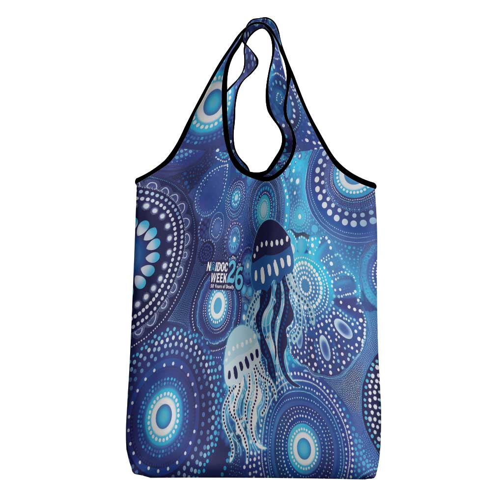 NAIDOC Deadly 50 Years Grocery Bag Jellyfish Aboriginal Culture Inspired Blue