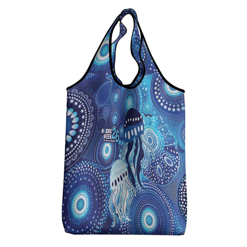 NAIDOC Deadly 50 Years Grocery Bag Jellyfish Aboriginal Culture Inspired Blue