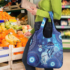 NAIDOC Deadly 50 Years Grocery Bag Jellyfish Aboriginal Culture Inspired Blue