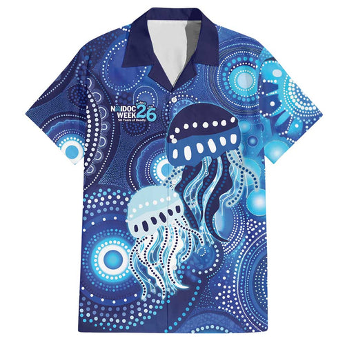 NAIDOC Deadly 50 Years Hawaiian Shirt Jellyfish Aboriginal Culture Inspired Blue
