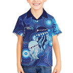 NAIDOC Deadly 50 Years Hawaiian Shirt Jellyfish Aboriginal Culture Inspired Blue