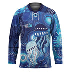 NAIDOC Deadly 50 Years Hockey Jersey Jellyfish Aboriginal Culture Inspired Blue