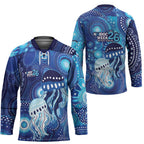 NAIDOC Deadly 50 Years Hockey Jersey Jellyfish Aboriginal Culture Inspired Blue