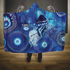 NAIDOC Deadly 50 Years Hooded Blanket Jellyfish Aboriginal Culture Inspired Blue