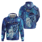 NAIDOC Deadly 50 Years Hoodie Jellyfish Aboriginal Culture Inspired Blue