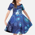 NAIDOC Deadly 50 Years Kid Short Sleeve Dress Jellyfish Aboriginal Culture Inspired Blue